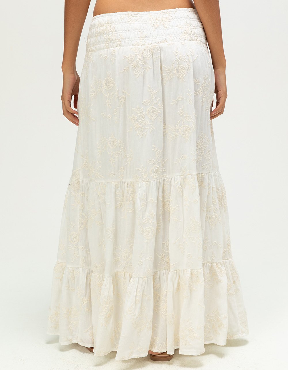 WEST OF MELROSE Womens Embroidered Maxi Skirt - CREAM