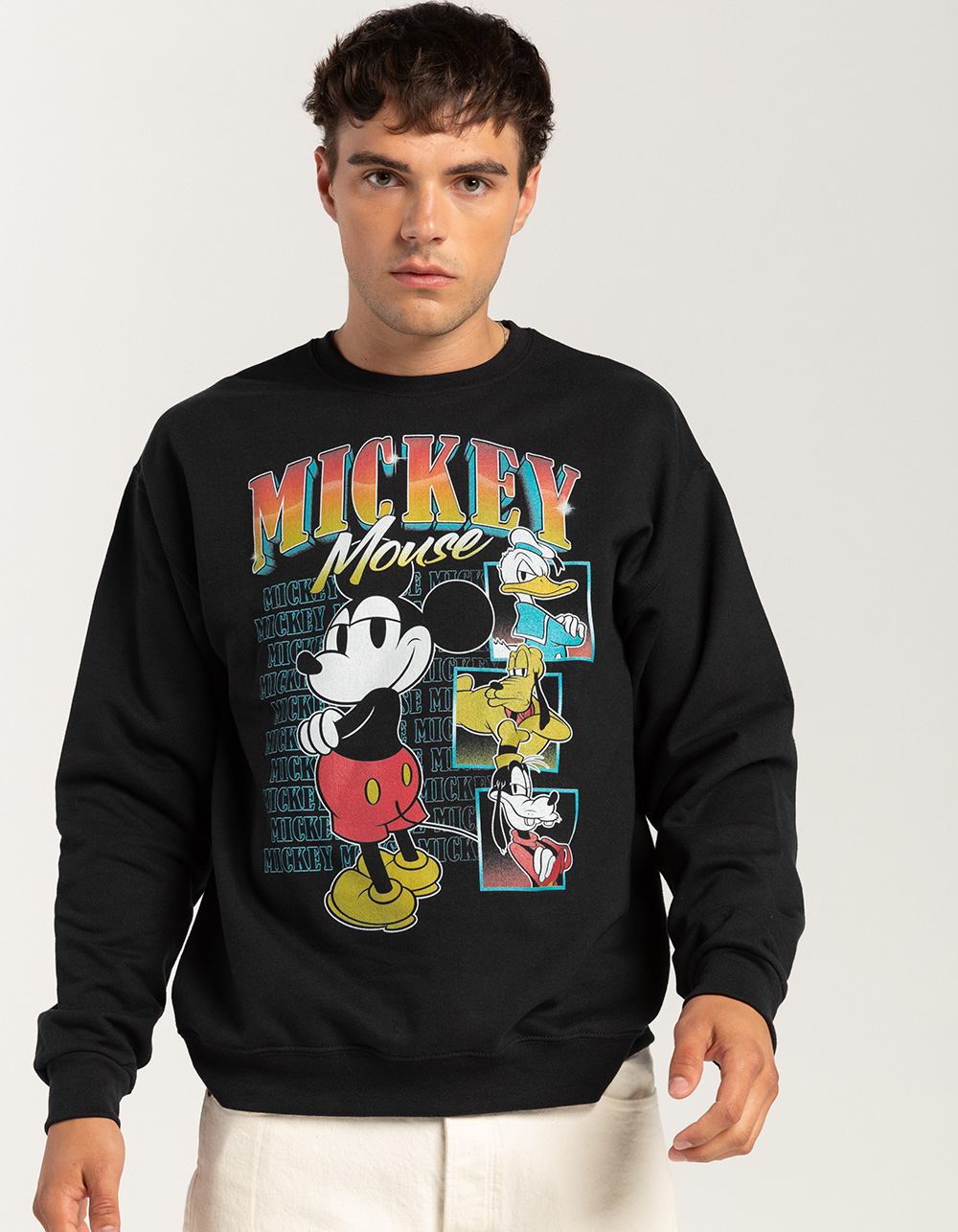 DISNEY Rewind Mickey Crew Unisex Crewneck Sweatshirt - BLACK
