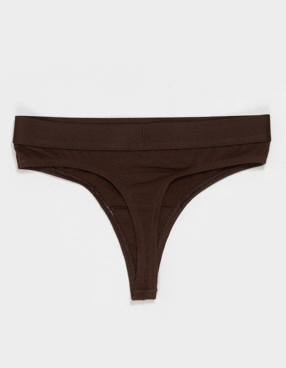FULL TILT Waistband Cotton Thong - DARK BROWN