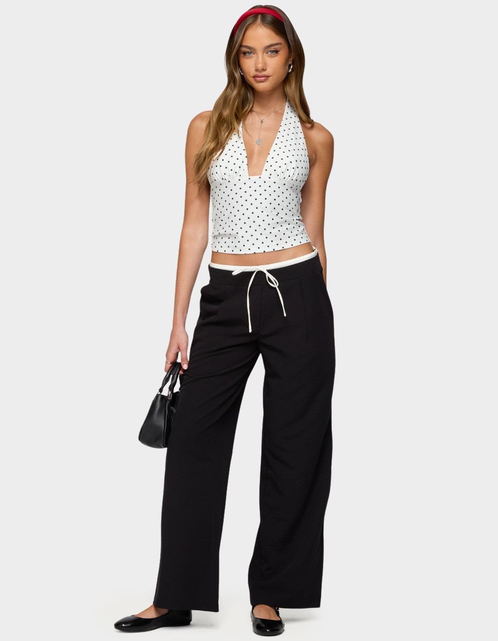 EDIKTED Blaire Polka Dot Halter Top - WHITE