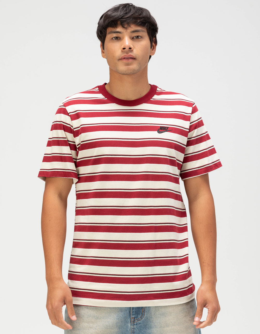 NIKE Club Mens Stripe Tee - MAROON