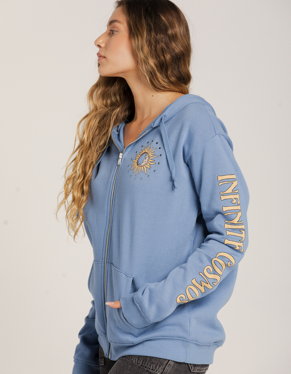 FULL TILT Cosmo Womens ZipUp Hoodie LIGHT BLUE Tillys