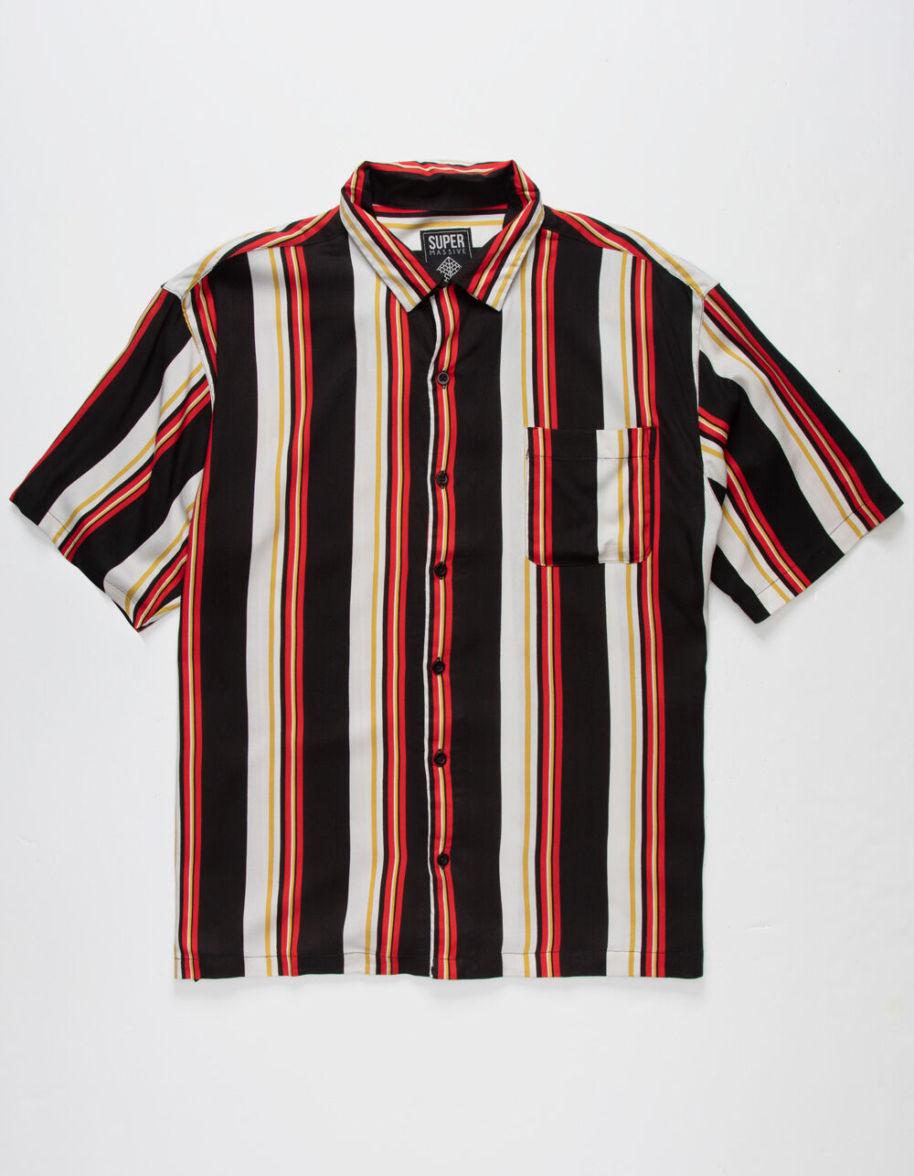 Men Stripe Ribbing Oversized Tee - Black - SM2510162B