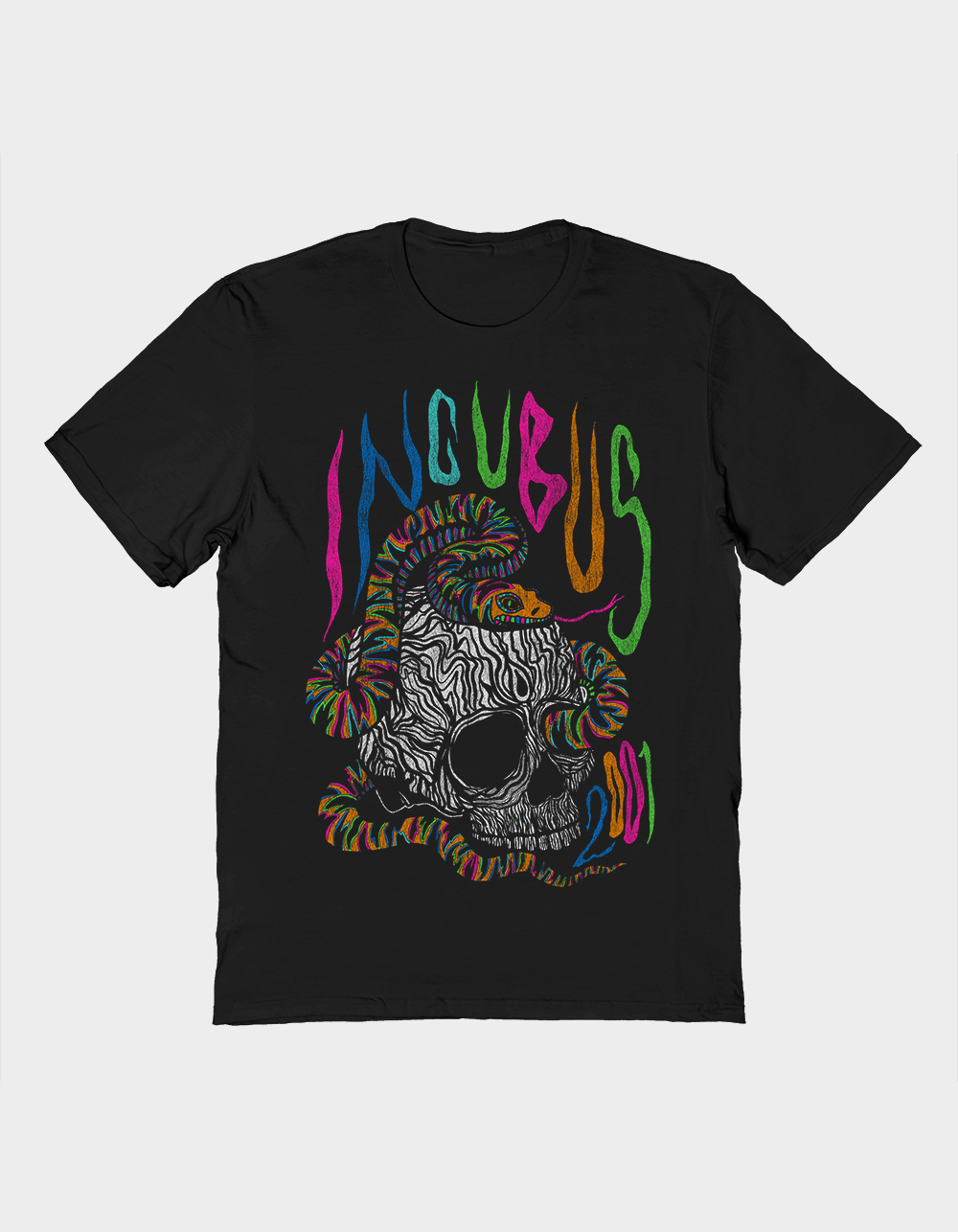 INCUBUS Rainbow Snake Unisex Tee - BLACK