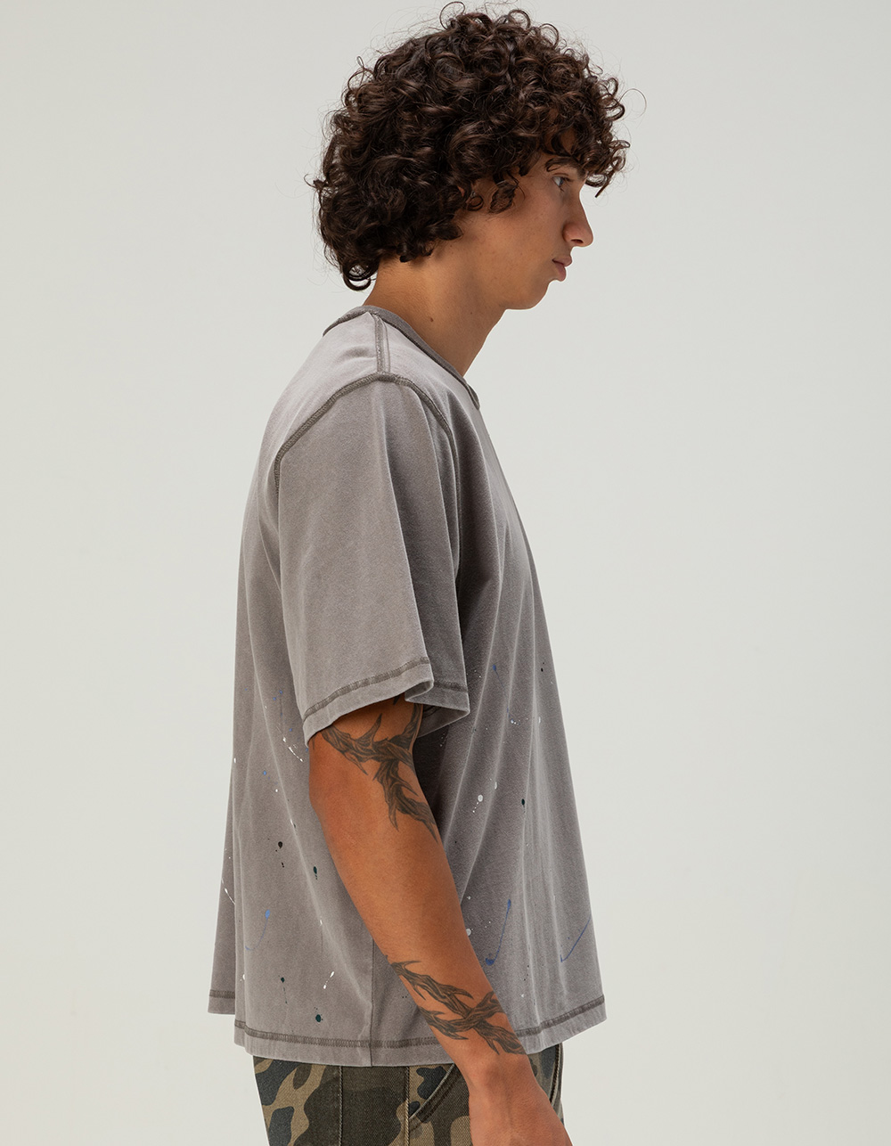 RSQ Mens Paint Splatter Boxy Tee