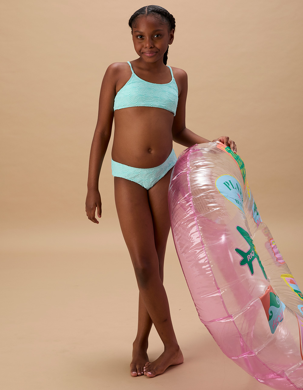 FULL TILT Texture Girls Bralette Bikini Set - WATER
