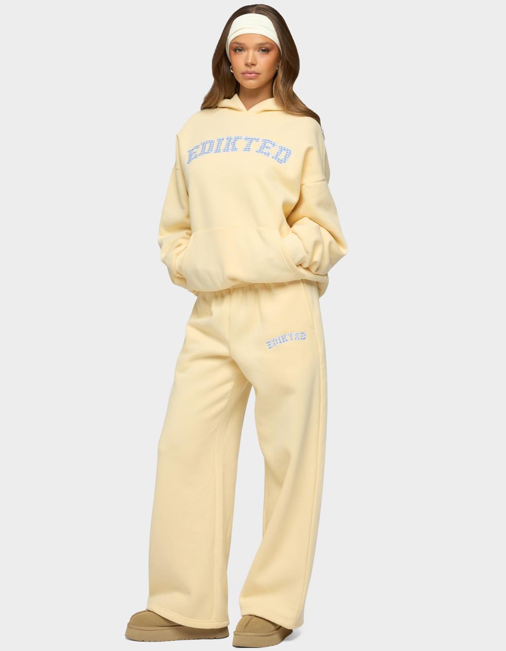 Edikted Lover Wide Leg Sweatpants - YELLOW