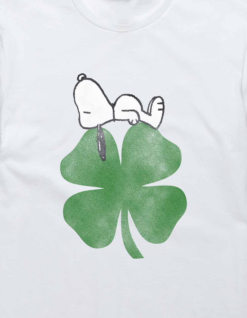 PEANUTS Four Leaf Clover Snoopy Unisex Tee - WHITE
