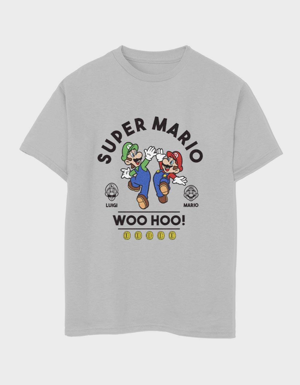 SUPER Mario Woo Hoo Luigi Unisex Kids Tee - HEATHER GRAY