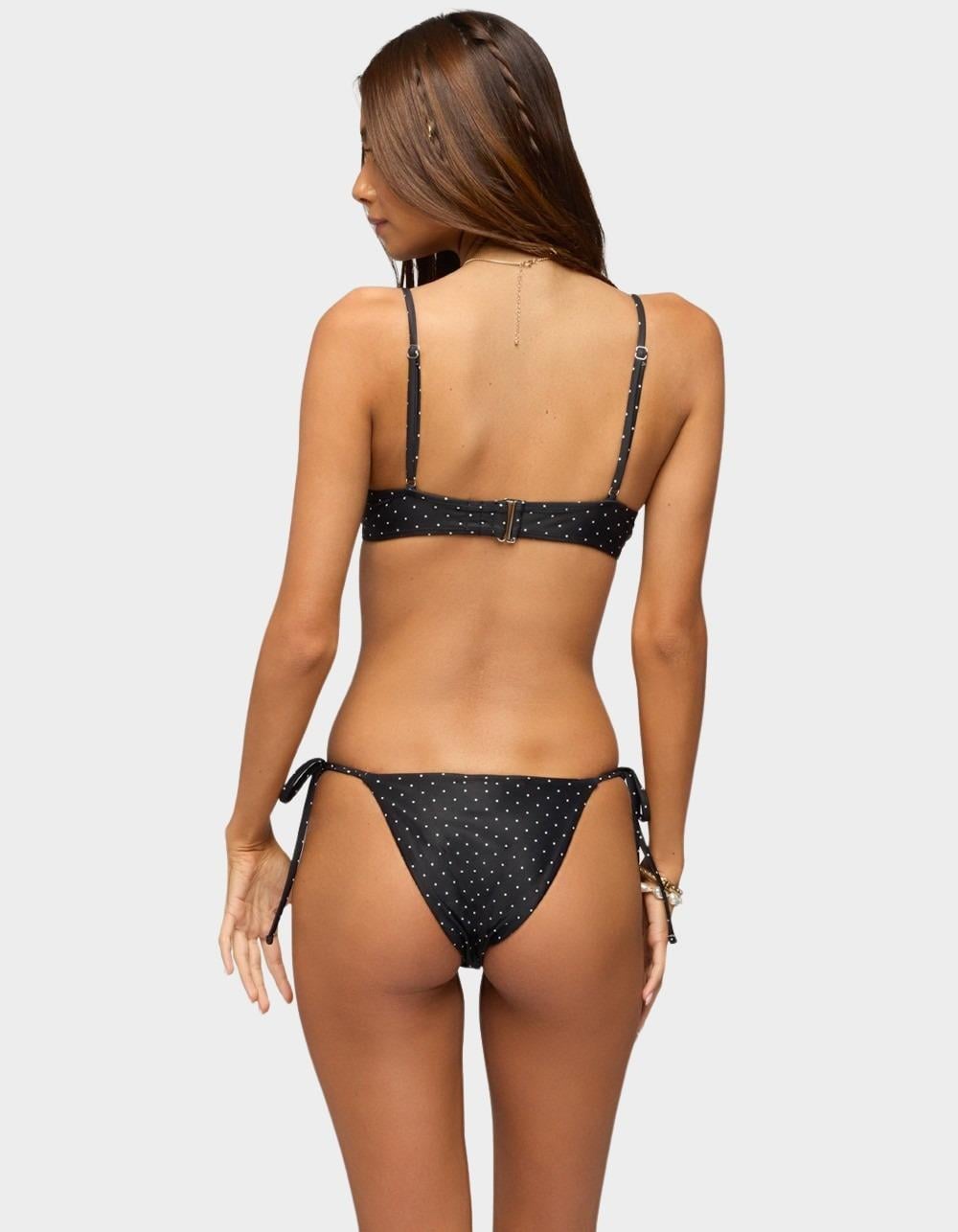 EDIKTED Nicci Polka Dot Cupped Bikini Top - BLACK