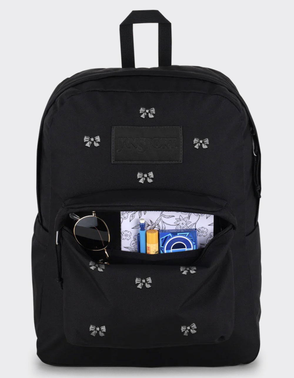 JANSPORT SuperBreak Plus FX Backpack - EMBROIDERED BOWS BLACK