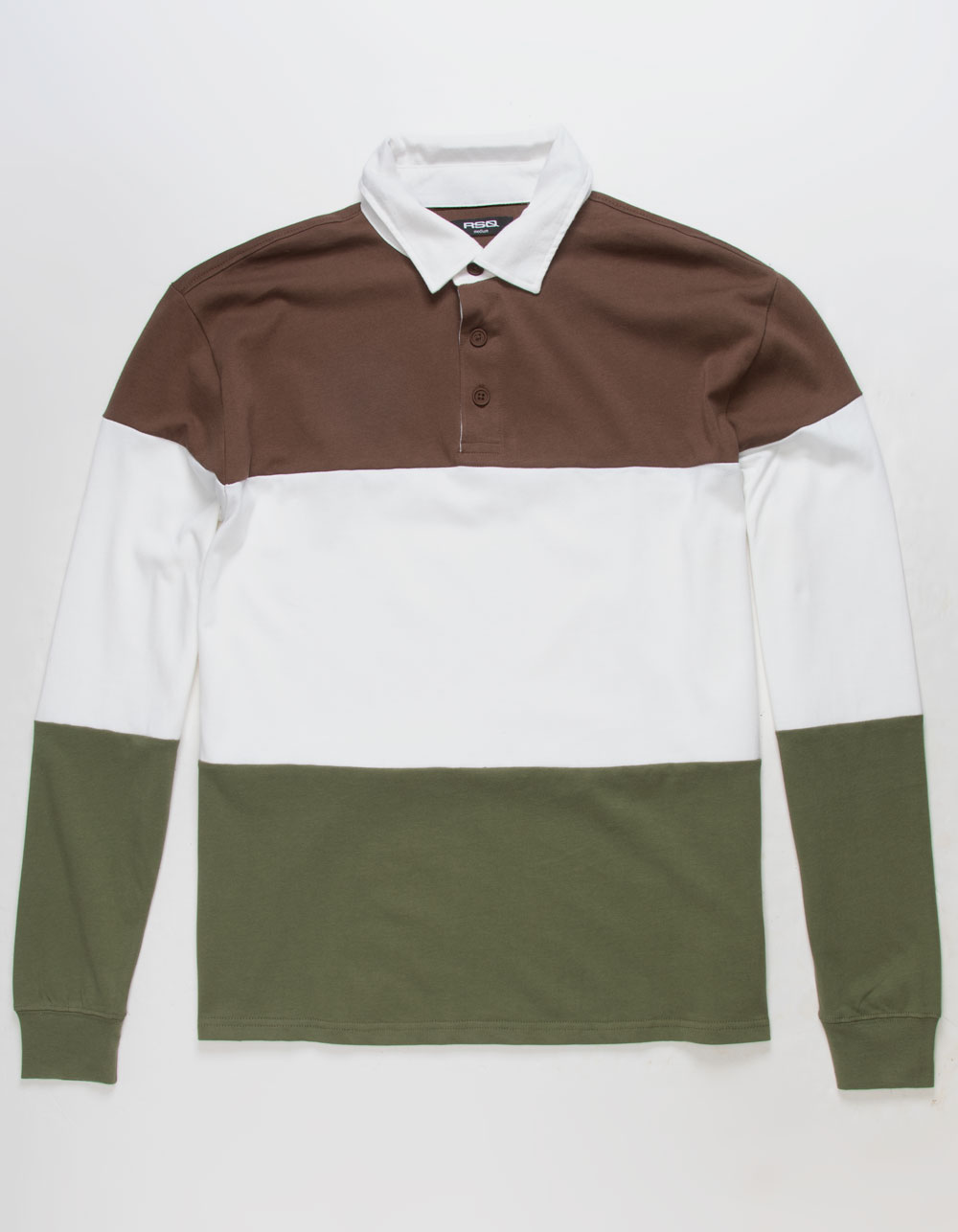 RSQ Mens TriBlock Rugby Shirt BROWN COMBO Tillys