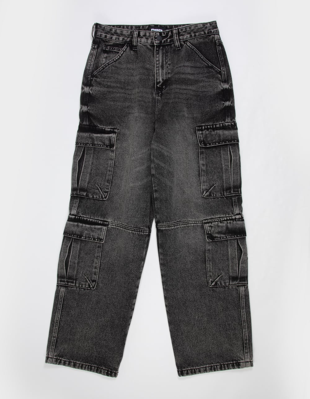 RSQ Mens Extra Baggy Cargo Jeans - BLACK