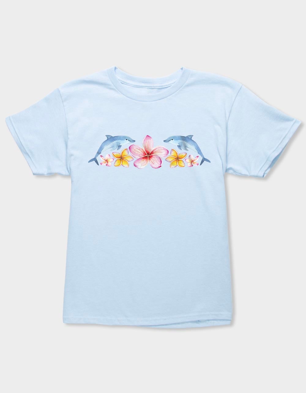 DOLPHIN Floral Arch Unisex Kids Tee - LIGHT BLUE