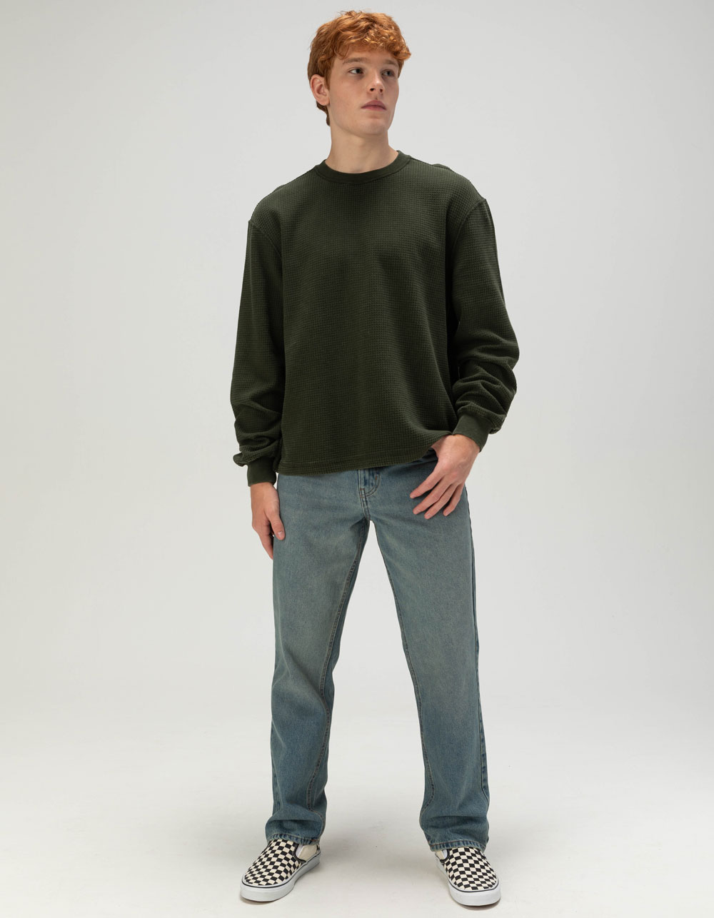 RSQ Mens Washed Thermal - OLIVE