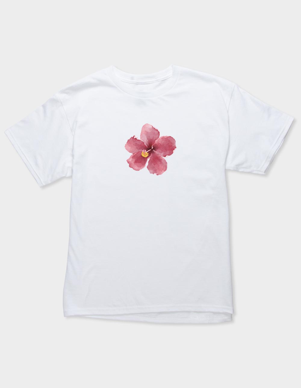 HIBISCUS Watercolor Unisex Kids Tee - WHITE