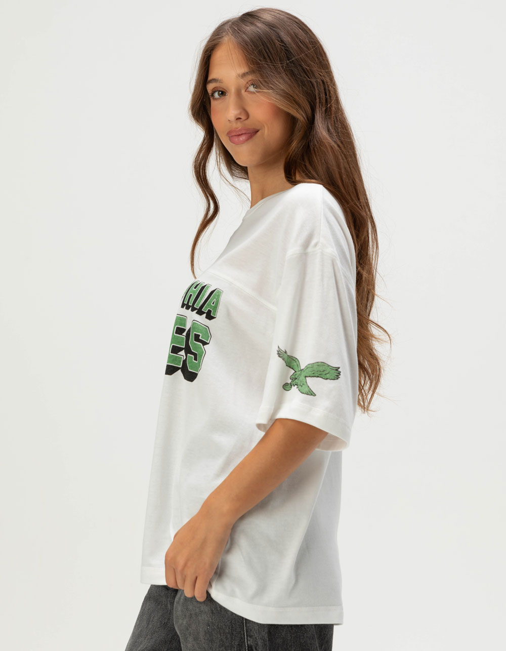 JUNK FOOD Philadelphia Eagles Halfback Womens Jersey Tee - WHITE