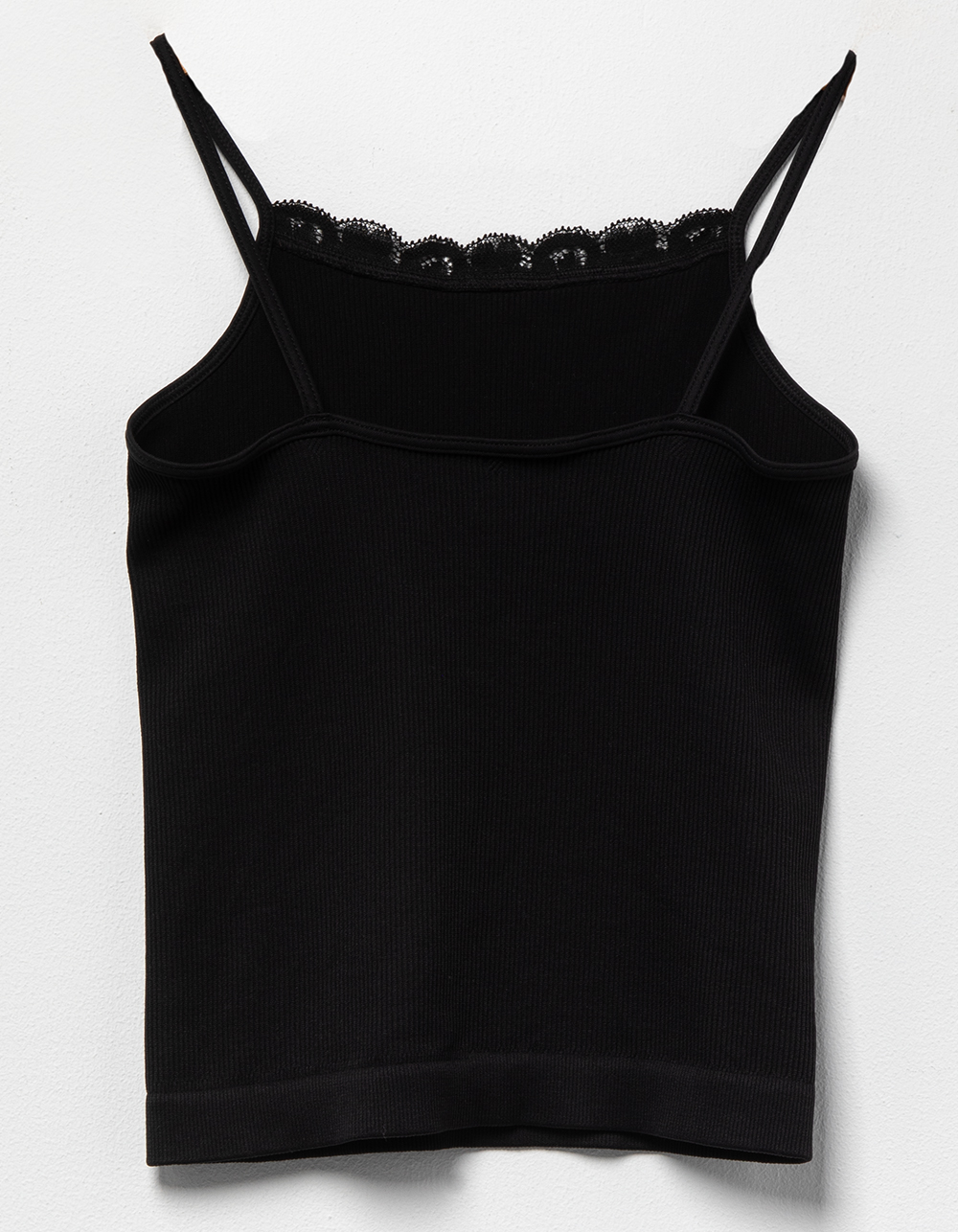 FULL TILT Girls Lace Trim Cami BLACK Tillys