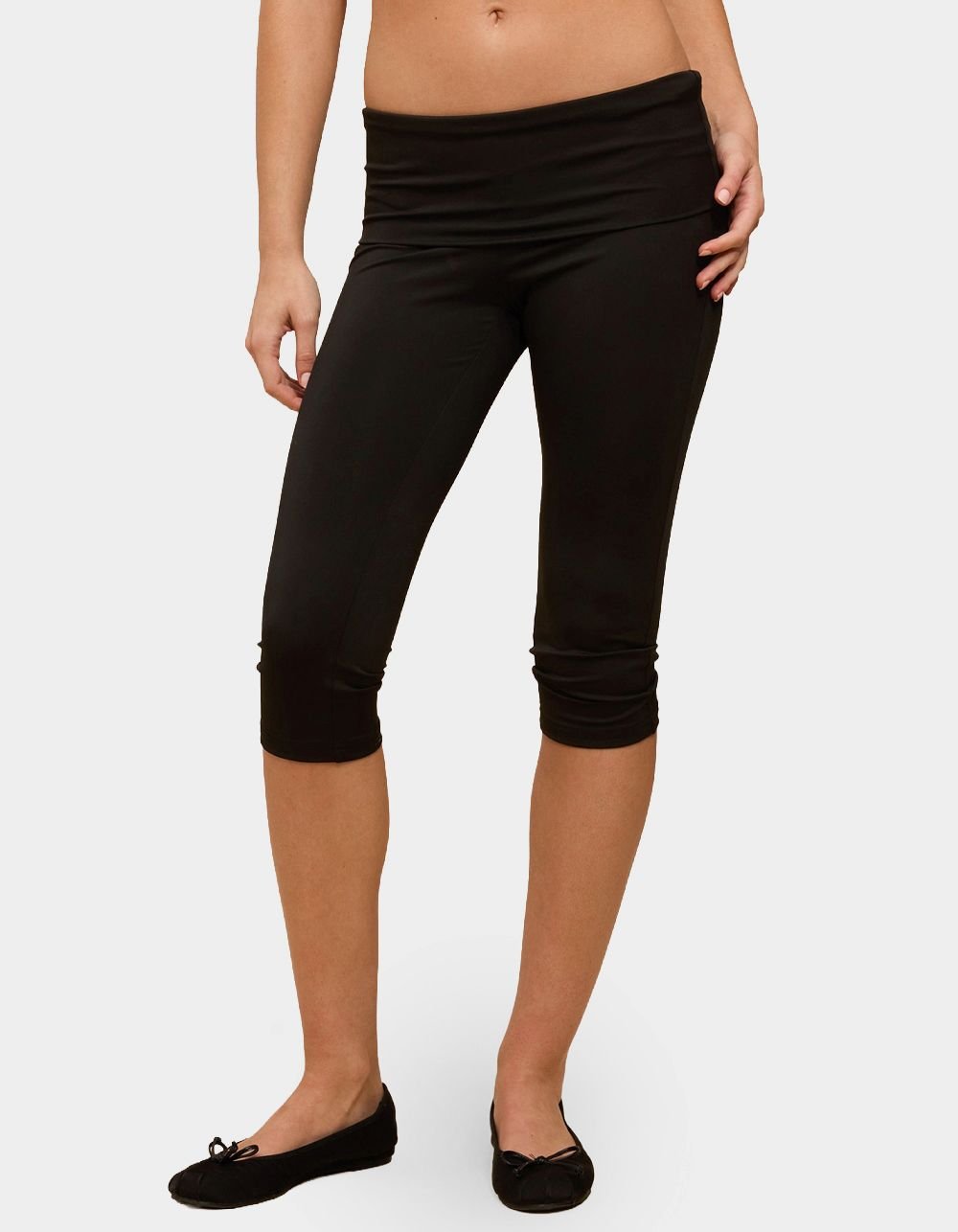 EDIKTED Ravena Foldover Capri Leggings - BLACK