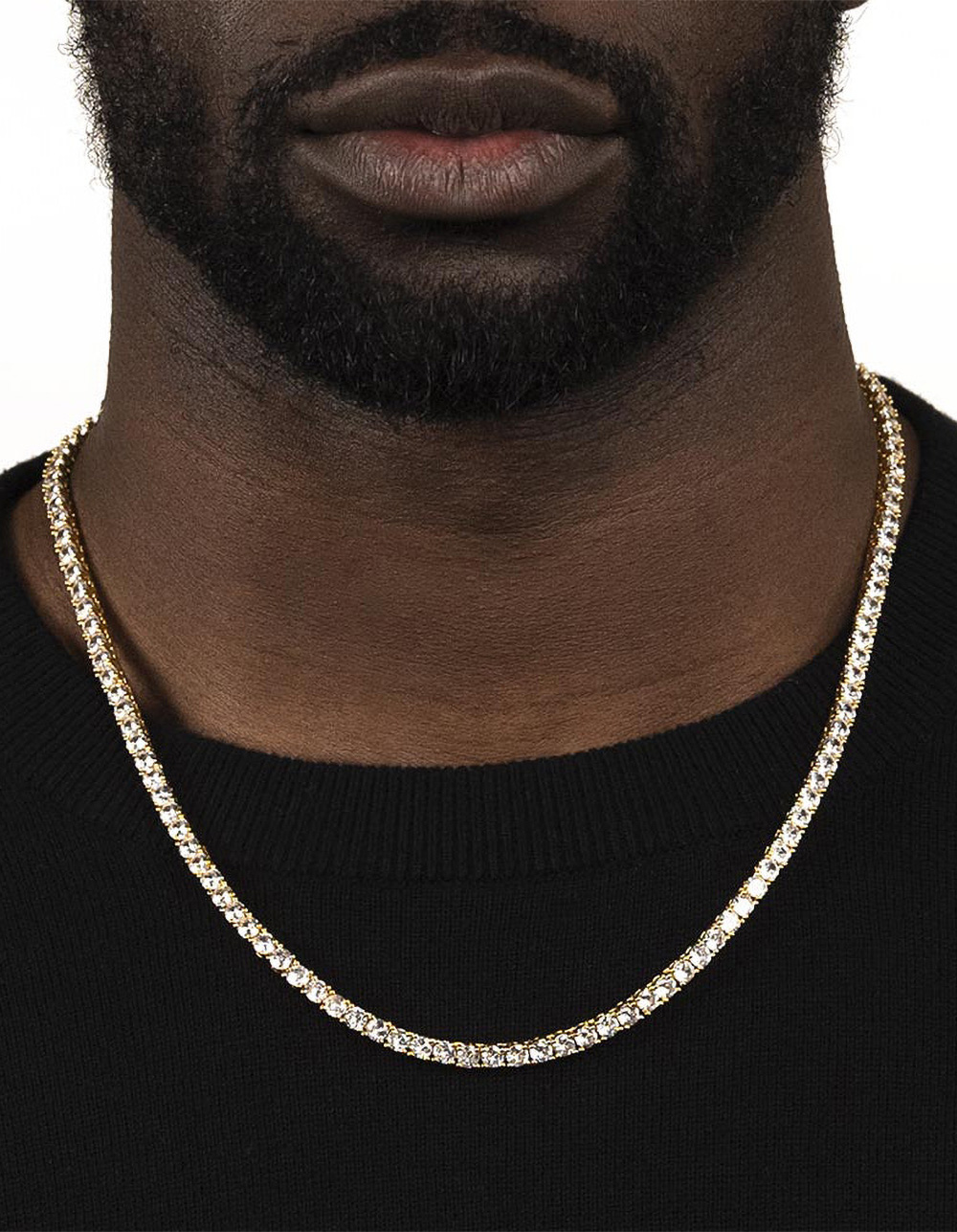 THE GOLD GODS Gold Diamond Tennis Chain 4mm - WHITE/GOLD