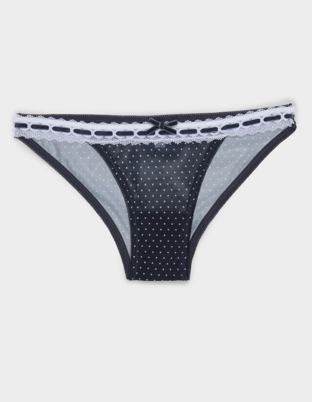 FULL TILT Ribbon Lace Trim Cheeky Panties - NAVY COMBO