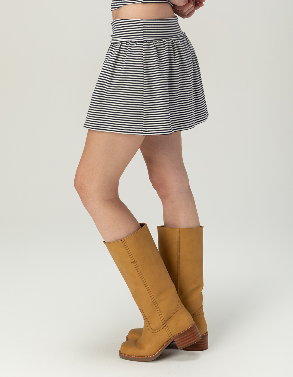 FULL TILT Womens Stripe Tiered Mini Skort - NAVY/WHITE