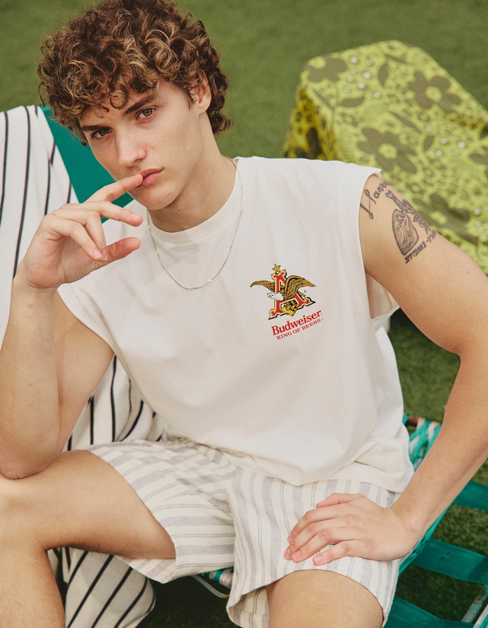 BUDWEISER Mens Muscle Tee - CREAM