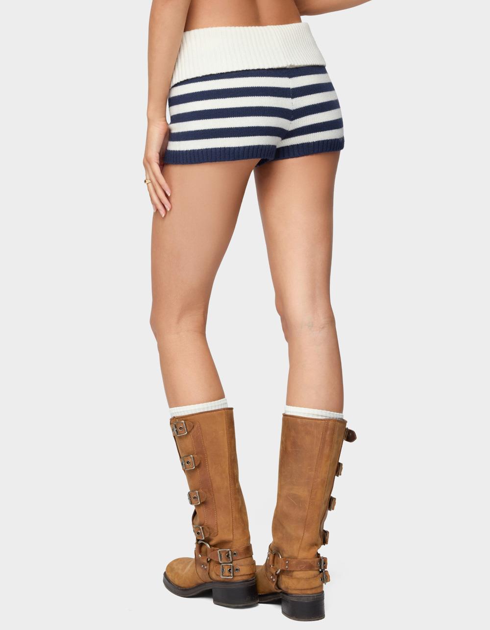 EDIKTED Saphi Striped Foldover Knit Shorts