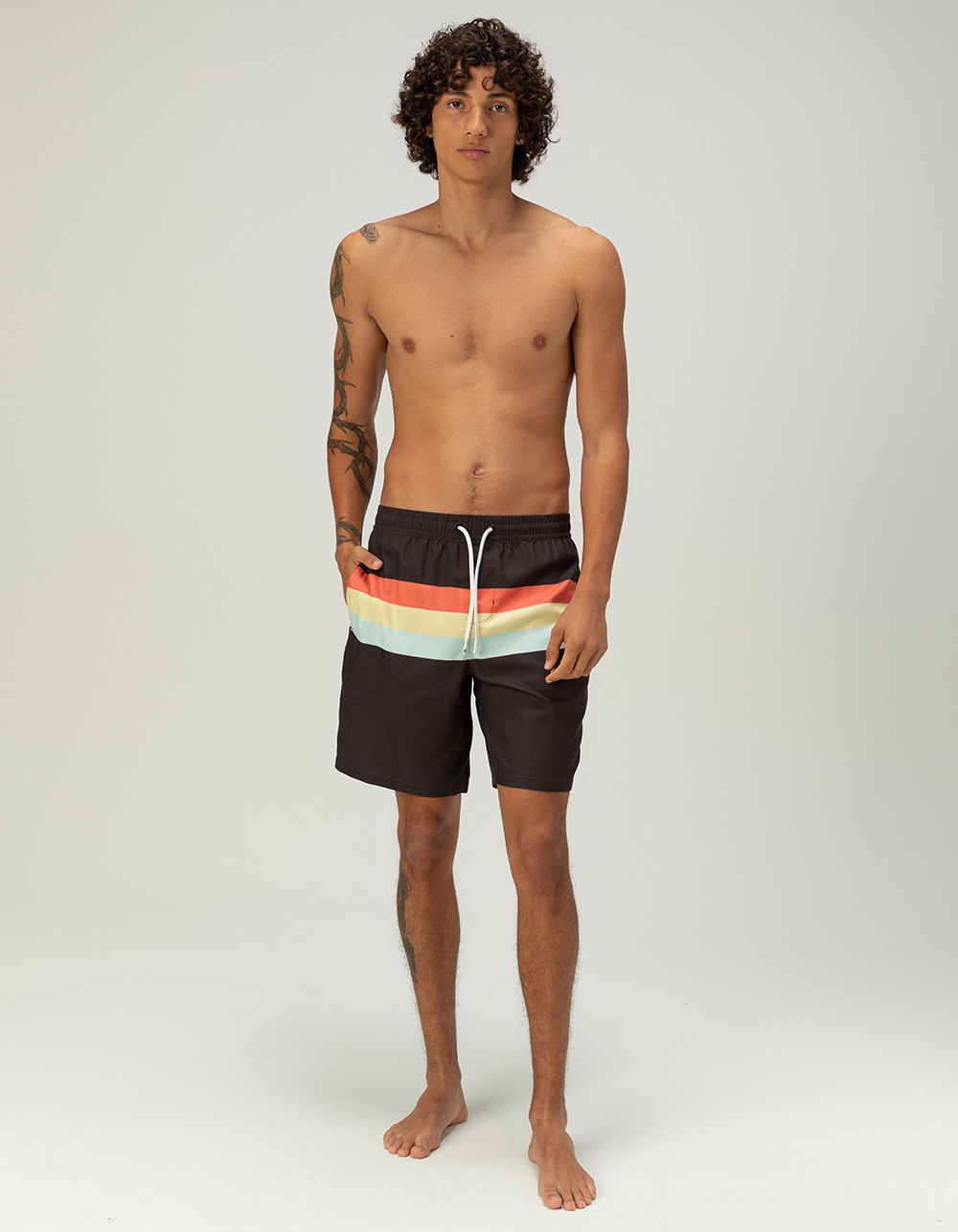 BILLABONG Shorey Print Mens Swim Trunks - BLACK COMBO