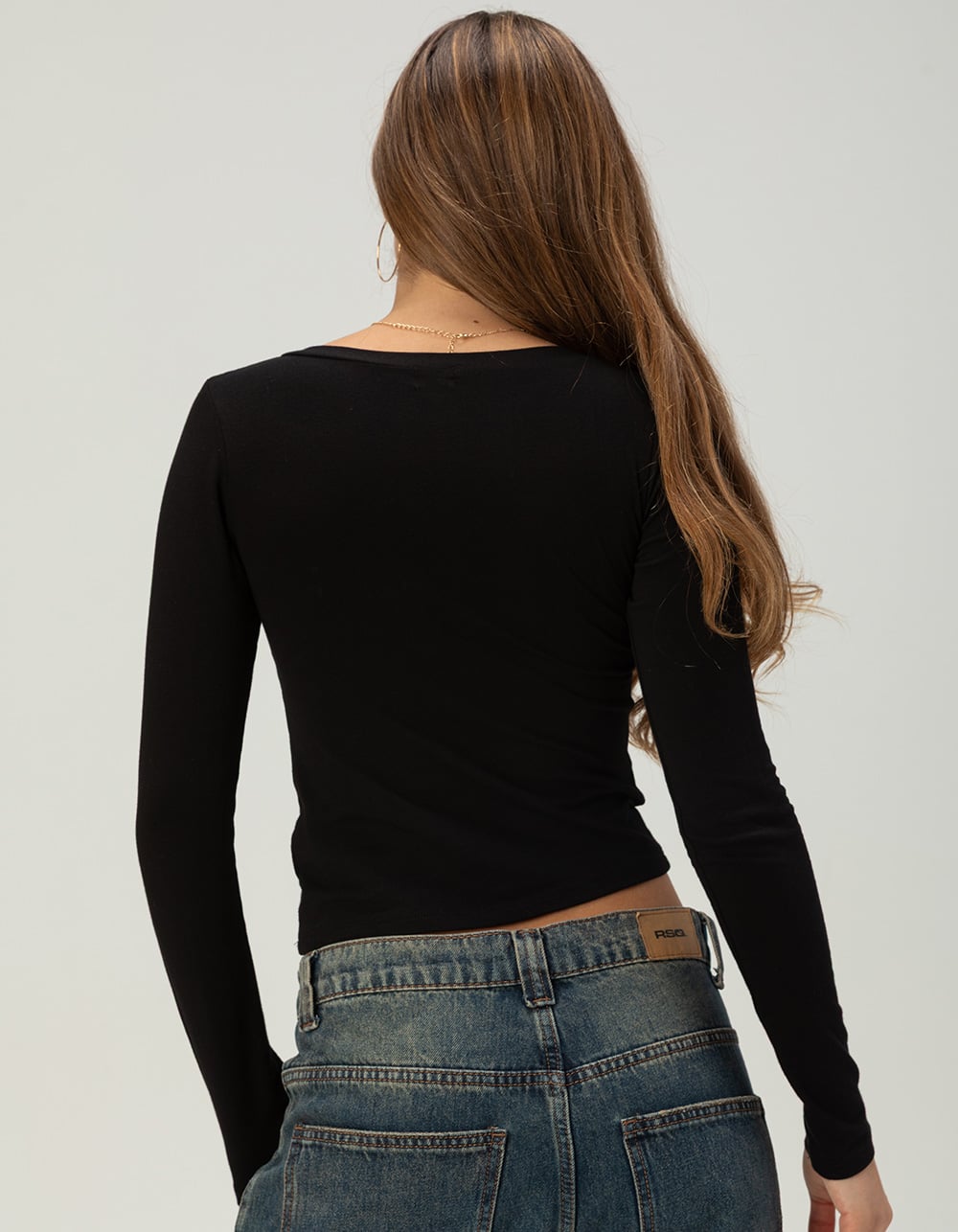 TILLYS Womens Long Sleeve Surplice Tee