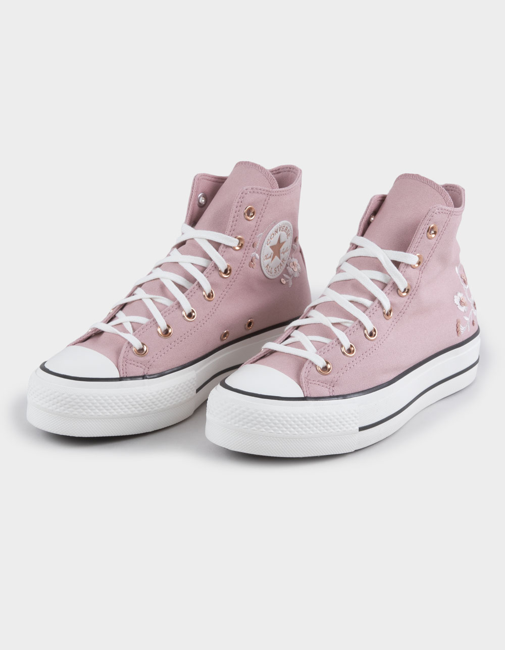 CONVERSE Chuck Taylor All Star Lift Sequin Floral Womens High Top Platform Shoes - PINK
