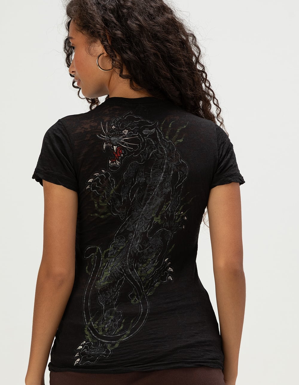 SULLEN Crawling Panther Womens Fitted Tee - BLACK
