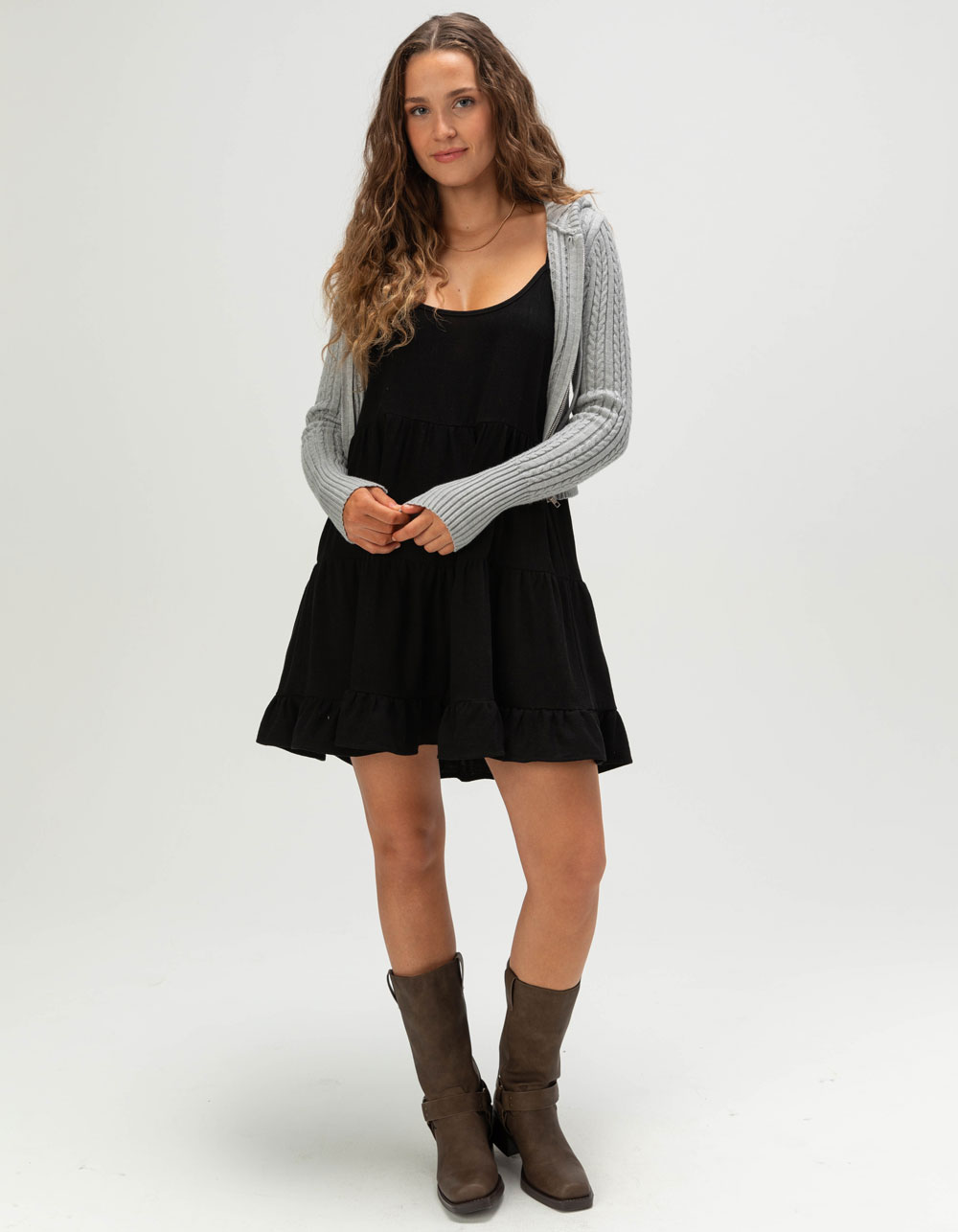 RSQ Womens Open Back Babydoll Dress - BLACK