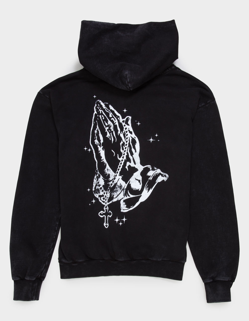 LA FAMILIA Prayer Hands Mens Hoodie - WASHED BLACK