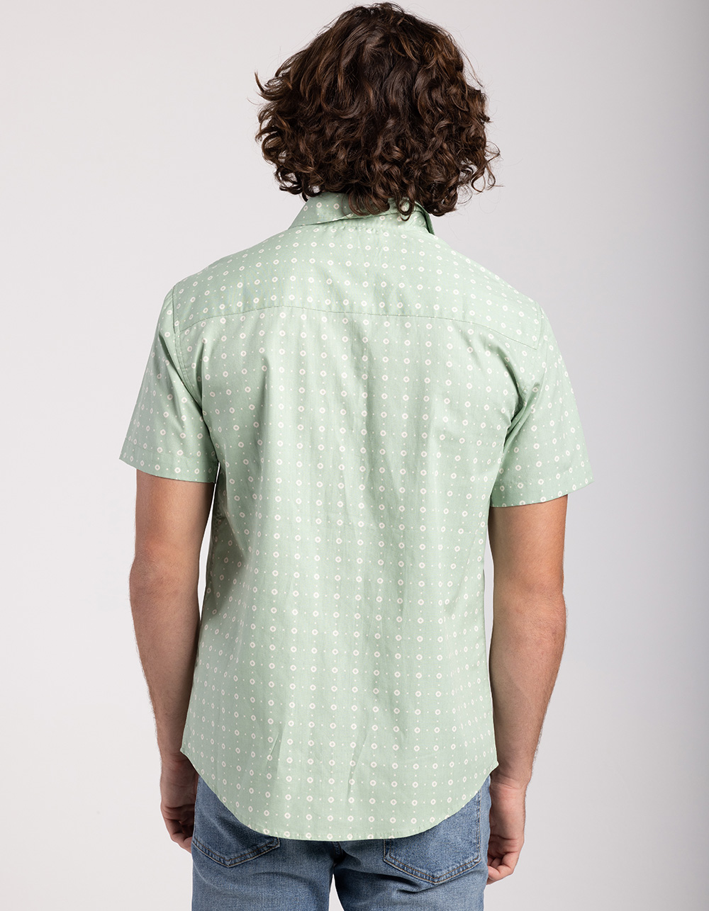 RSQ Mens Ditsy Geo Button Up Shirt - GRASSHOPPER