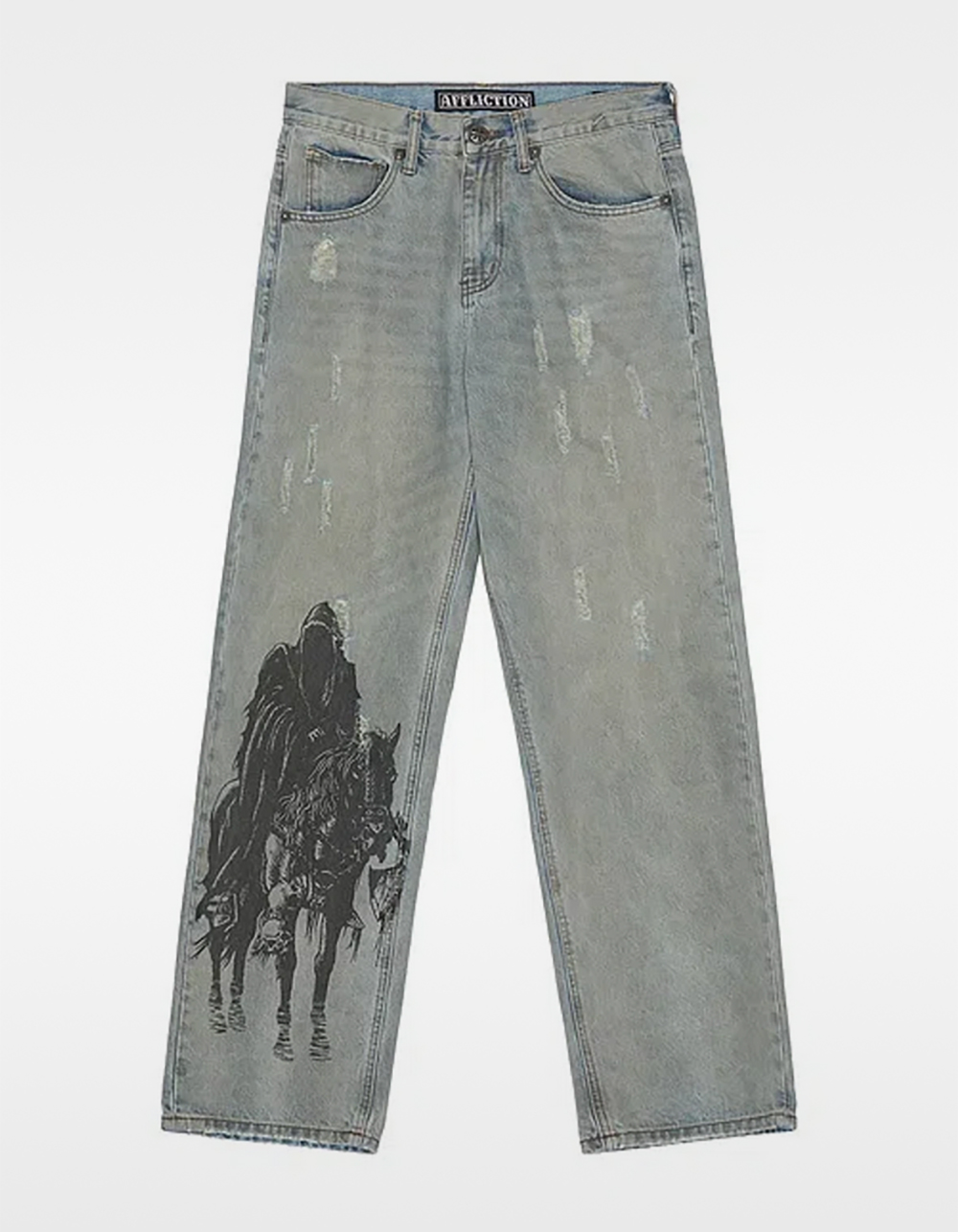 AFFLICTION Black Night Mens Wide Leg Jeans - LIGHT WASH