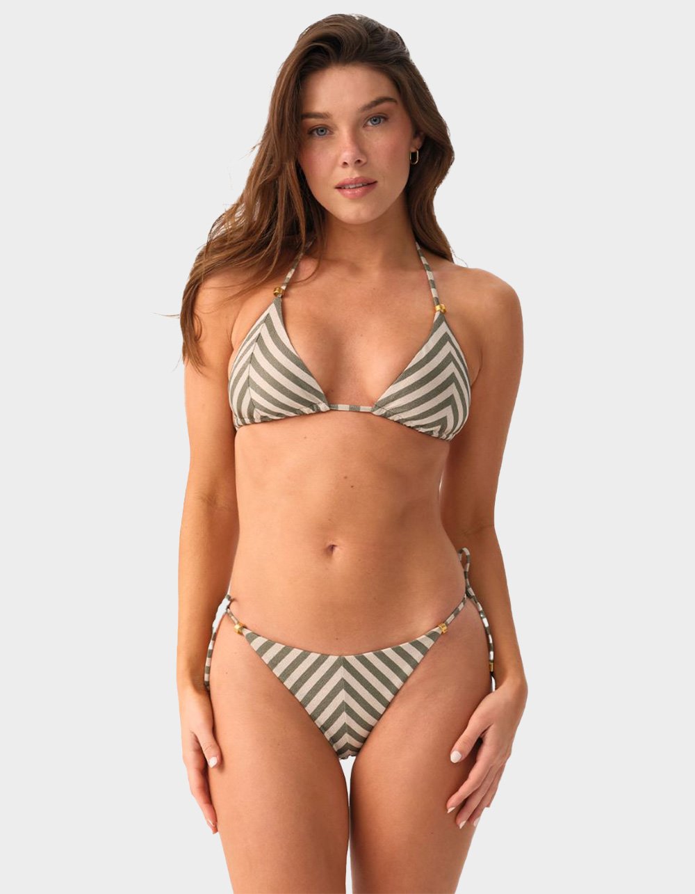 PQ SWIM Triangle Bikini Top - OLIVE COMBO