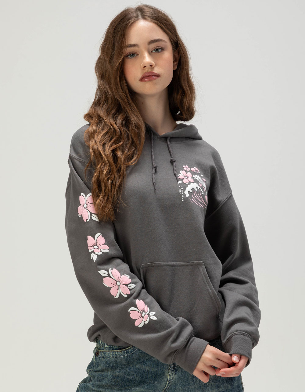 RIOT SOCIETY Koi Womens Hoodie - GRAY