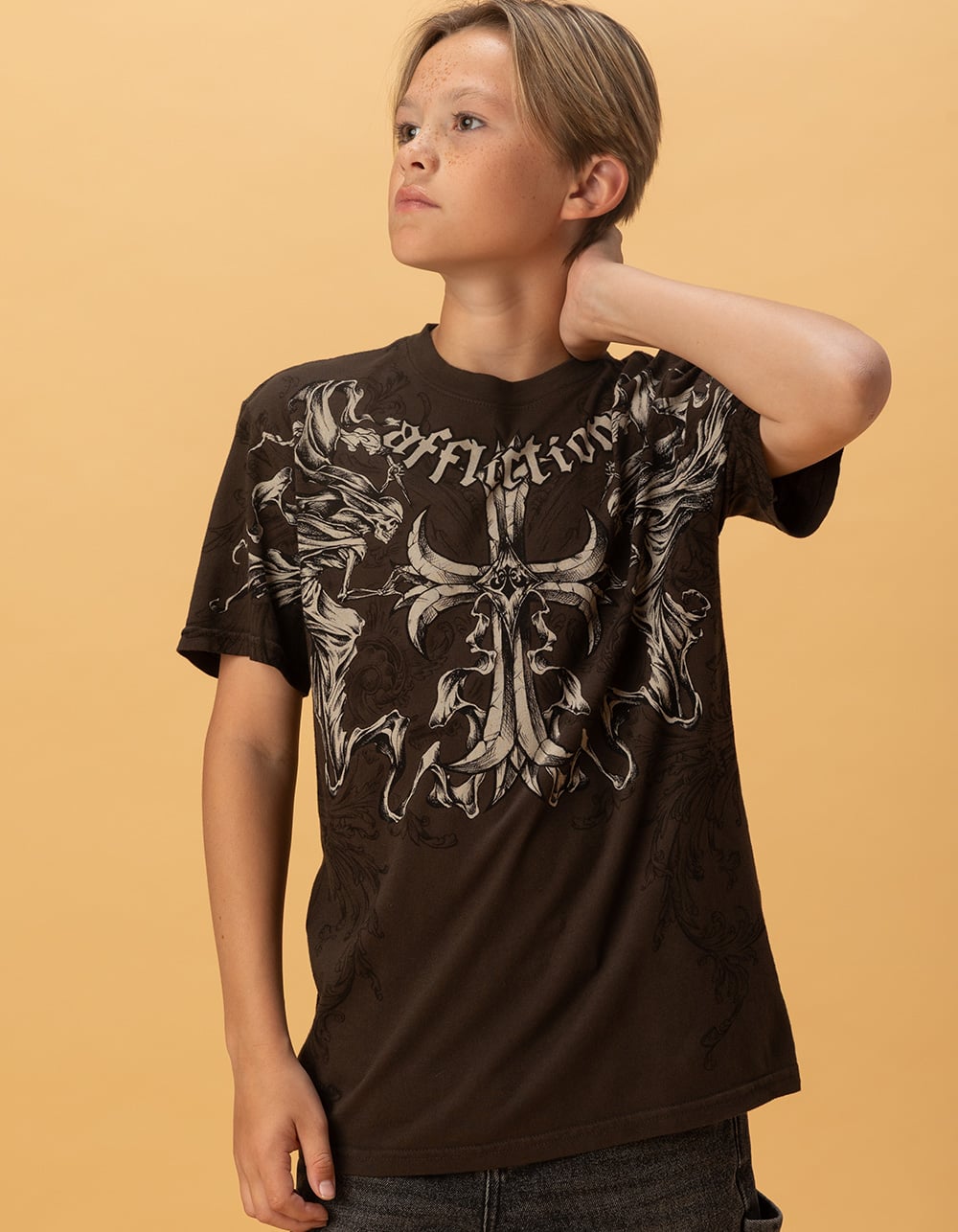 AFFLICTION Jump Boys Tee - BROWN