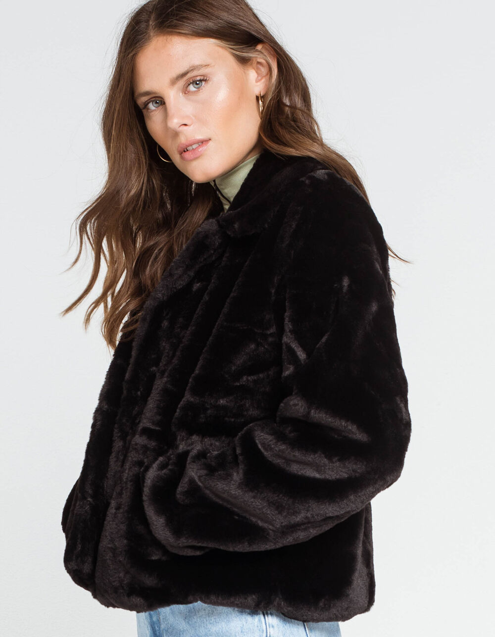 OBEY Icon Faux Fur Womens Jacket - BLACK | Tillys