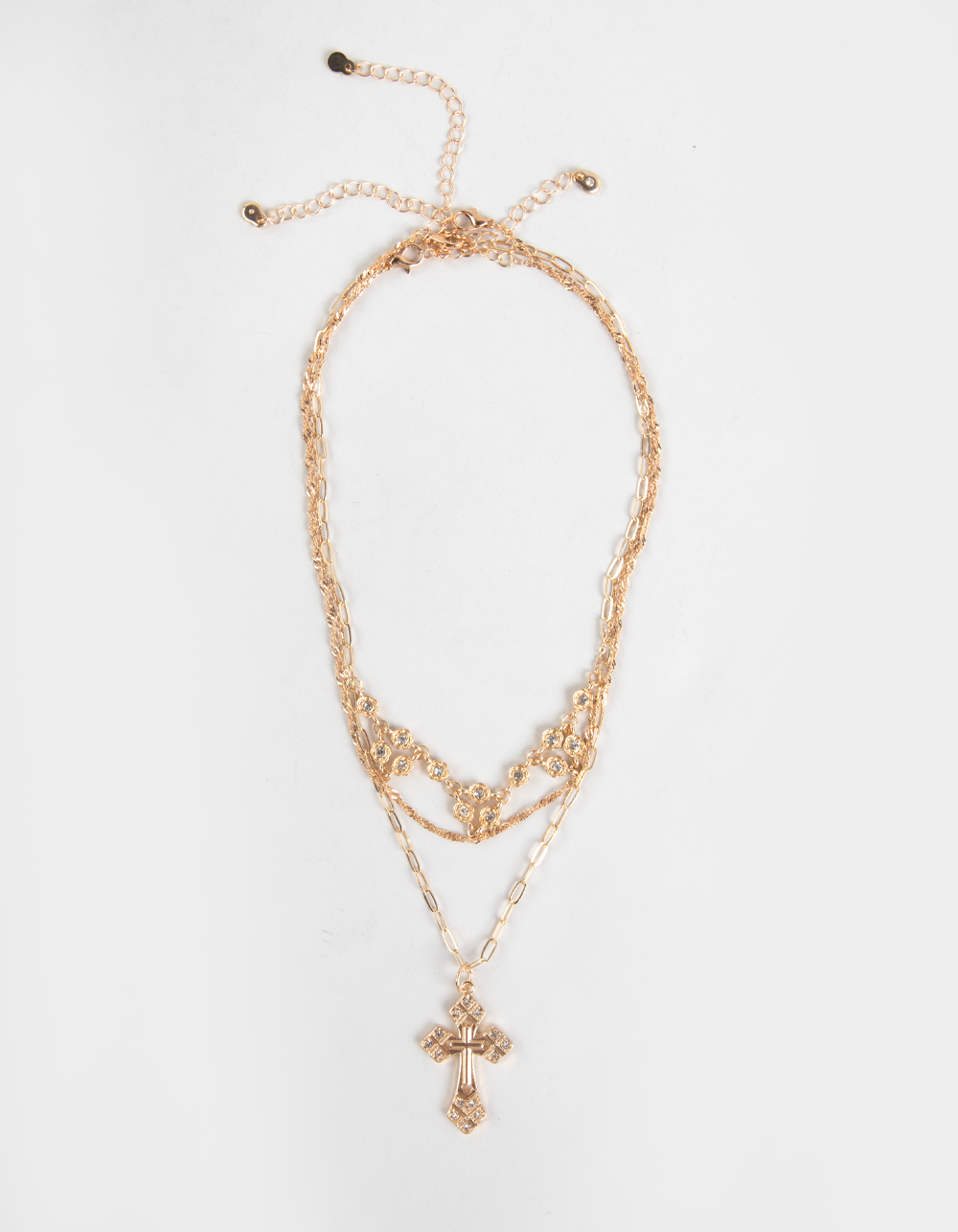 FULL TILT Layered Cross Embellished Stone Necklace - GOLD