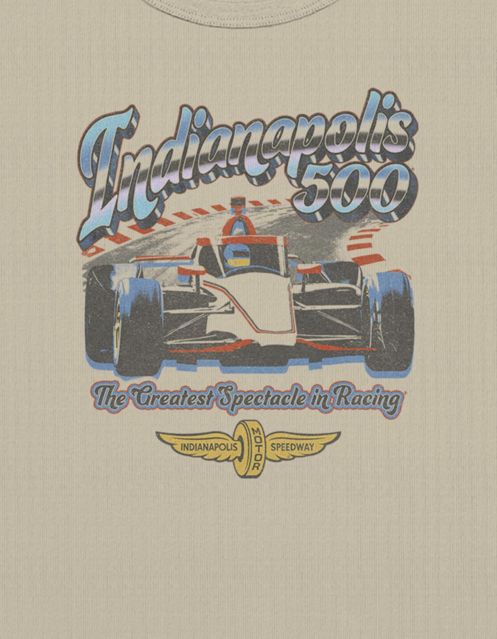 INDY 500 Chrome Logo Womens Baby Tee - TAUPE