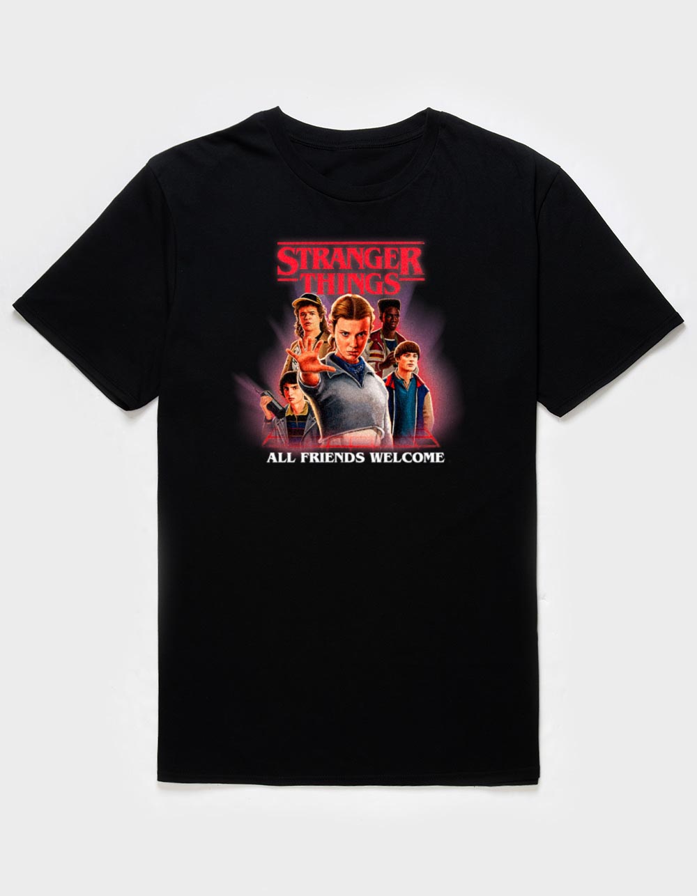 STRANGER THINGS All Friends Welcome Unisex Tee - BLACK