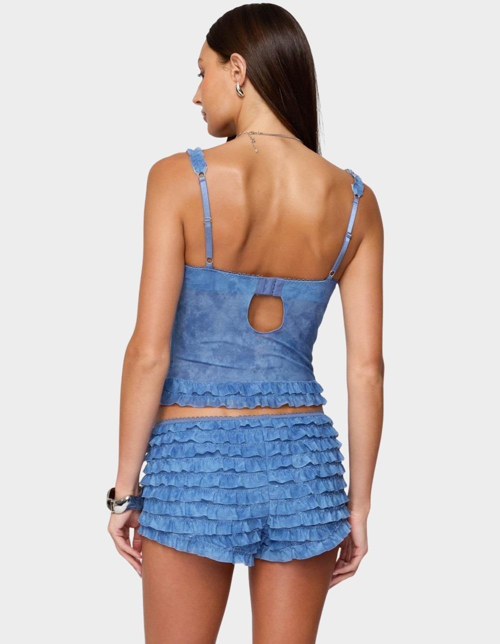 EDIKTED Shailee Ruffled Bra Top - BLUE