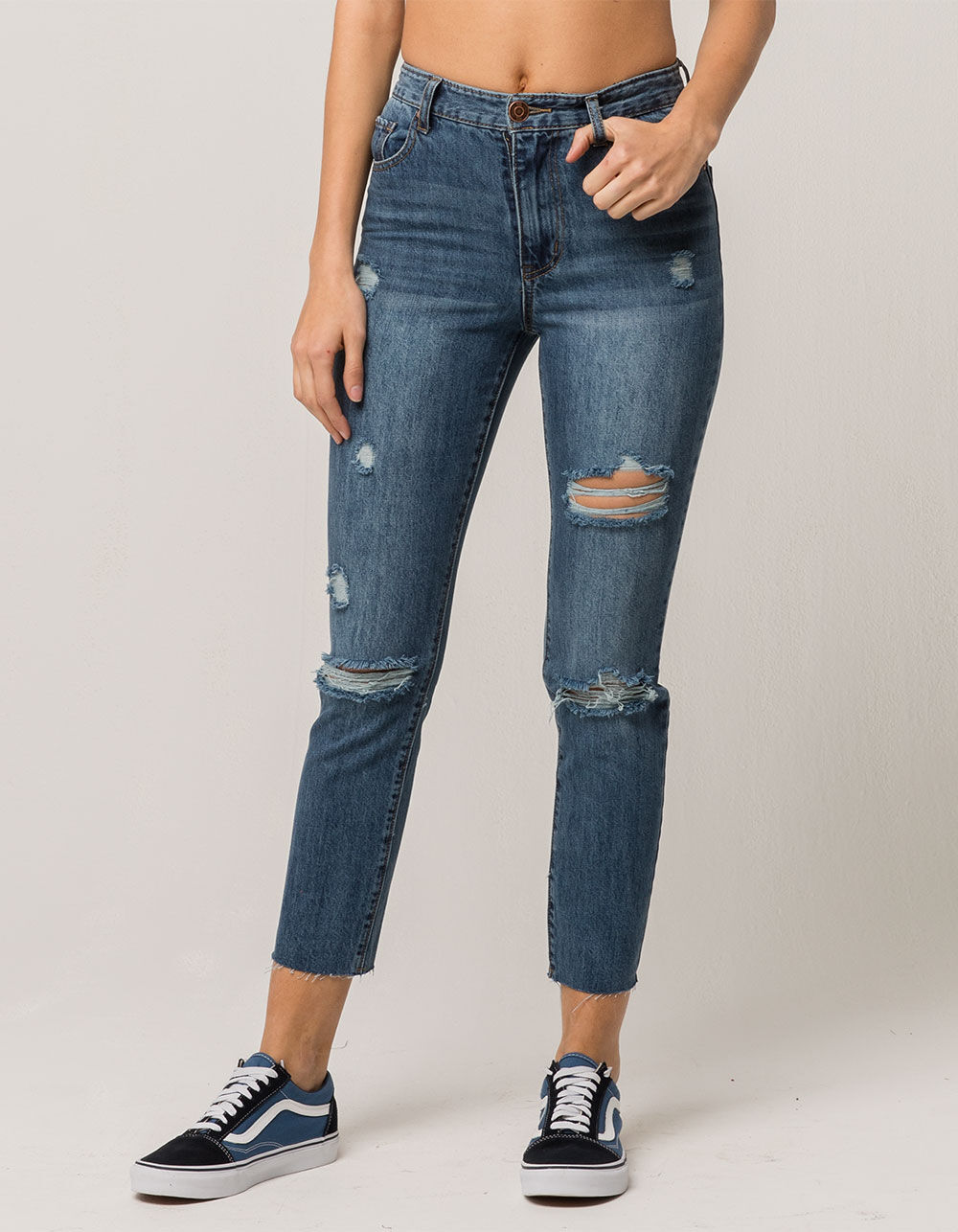 RSQ Ripped Womens Mom Jeans - MEDIUM WASH | Tillys