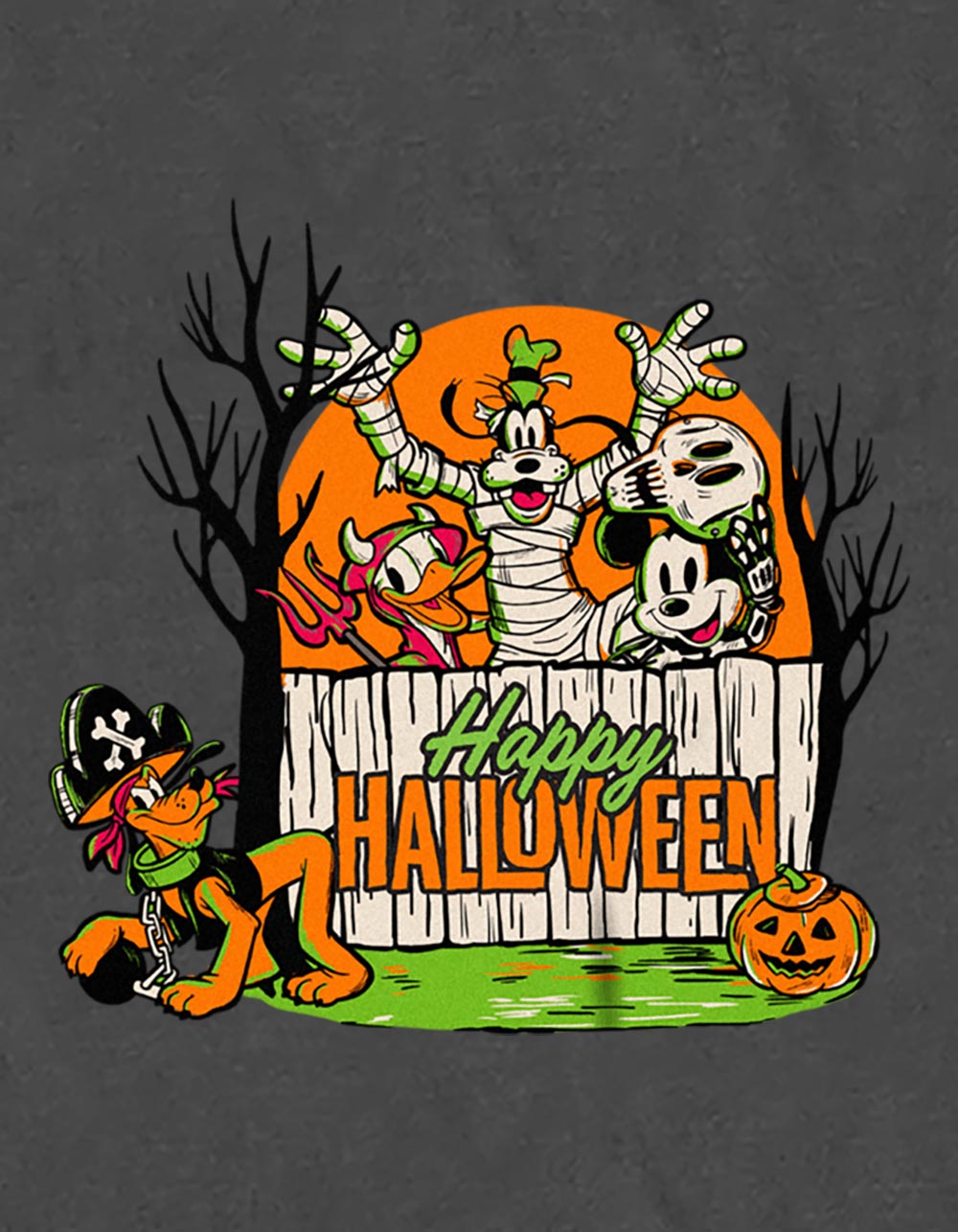 DISNEY 100TH ANNIVERSARY Halloween Crew Unisex Tee CHARCOAL Tillys