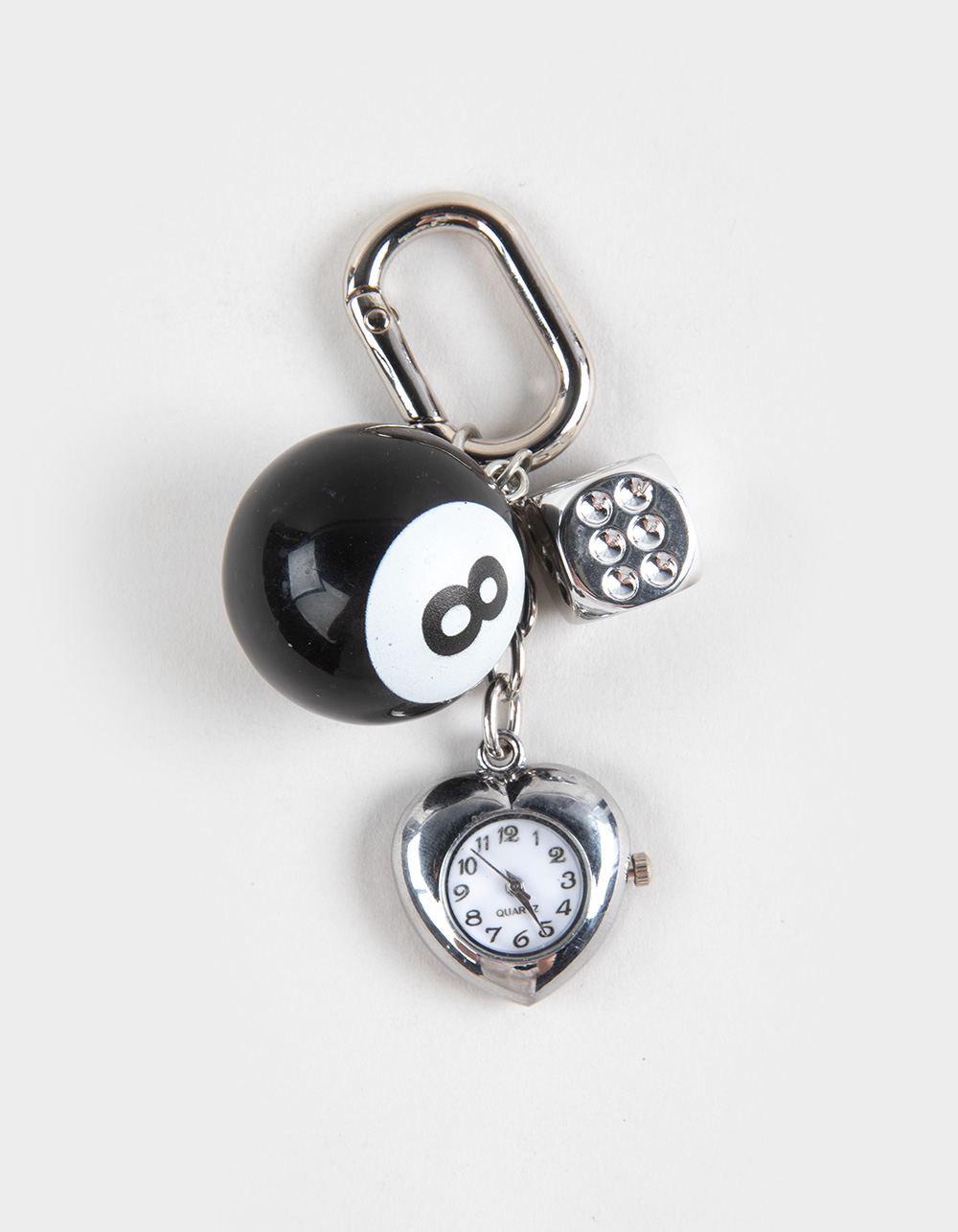 FULL TILT 8 Ball Bag Charm - BLK/SILVER