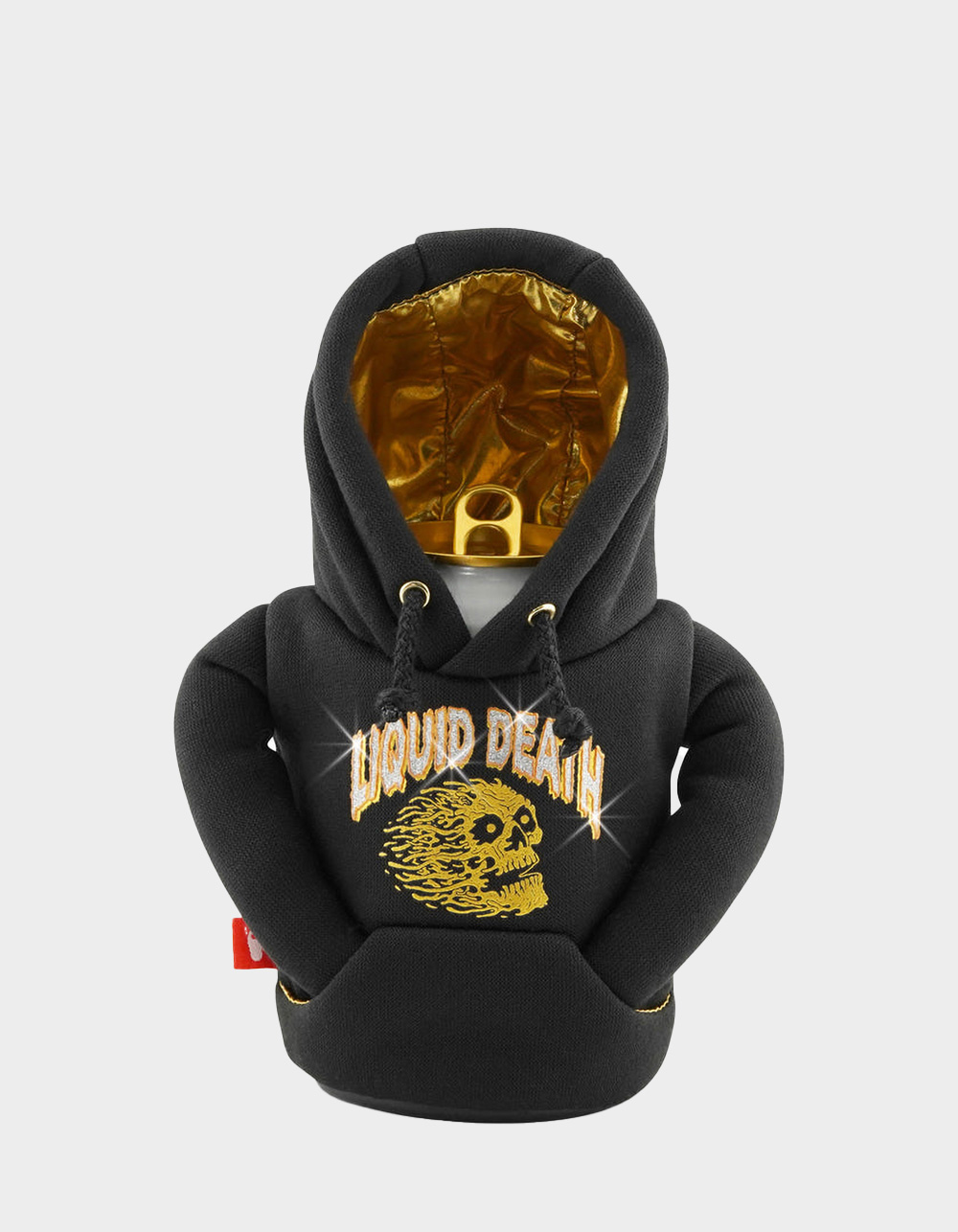PUFFIN DRINKWEAR x Liquid Death Drip Hoodie 12-16 oz Bottle & Can Cooler - BLACK