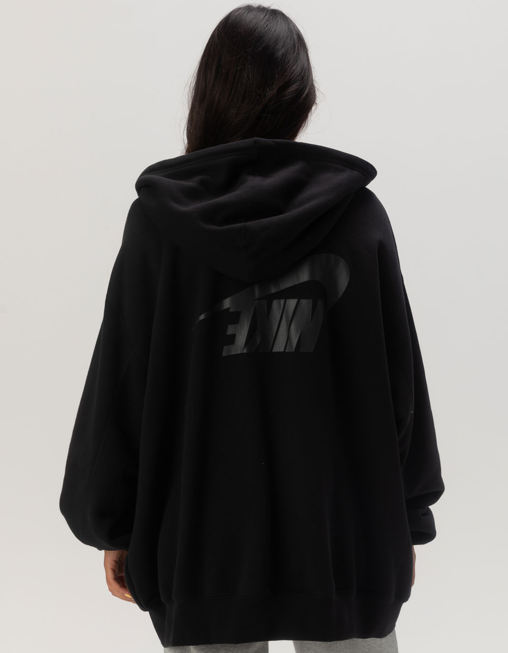 NIKE Sportswear Womens Oversized Zip-Up Hoodie - BLACK