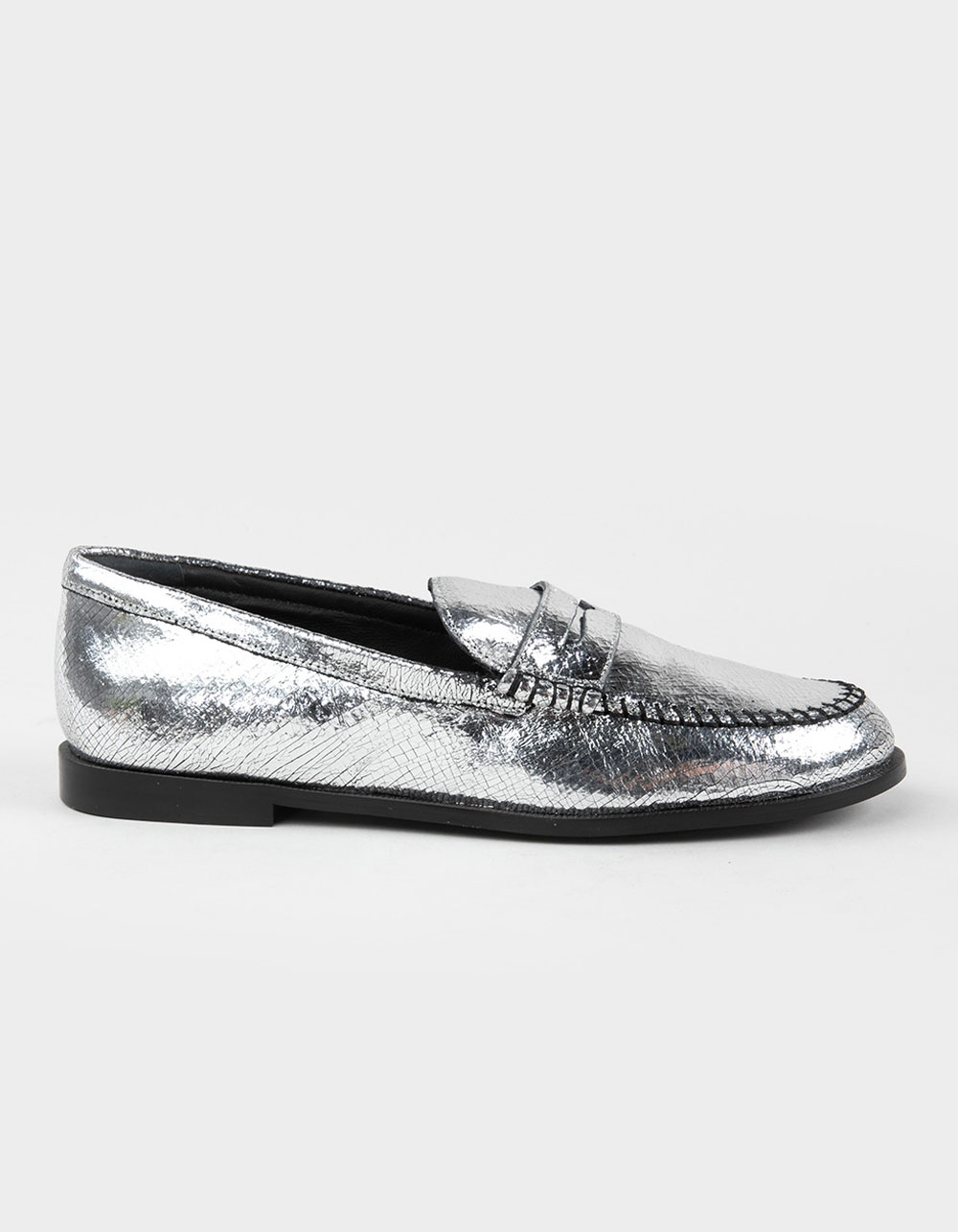 FREE PEOPLE Blanket Stitch Womens Loafers - PEWTER